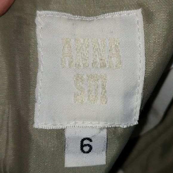 Anthro Anna Sui Silk Strapless Green Clovers Dress - Picture 8 of 8